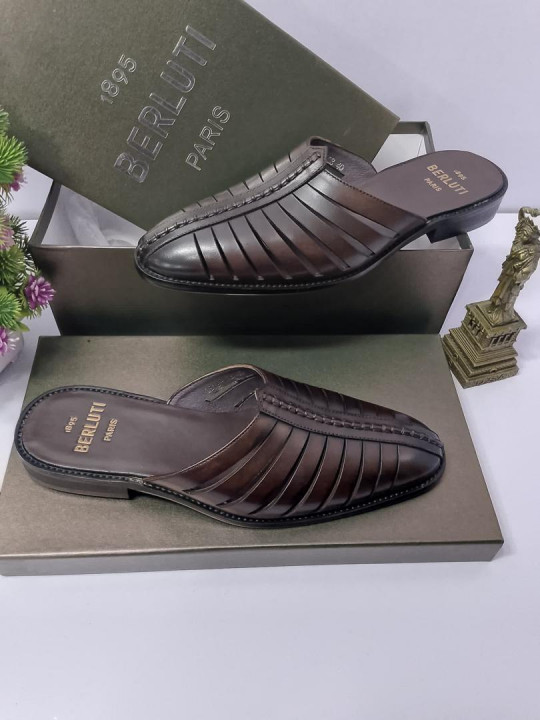 New Men's Tom Ford Punjabi Jutti Leather Half Shoe | Coffee Brown